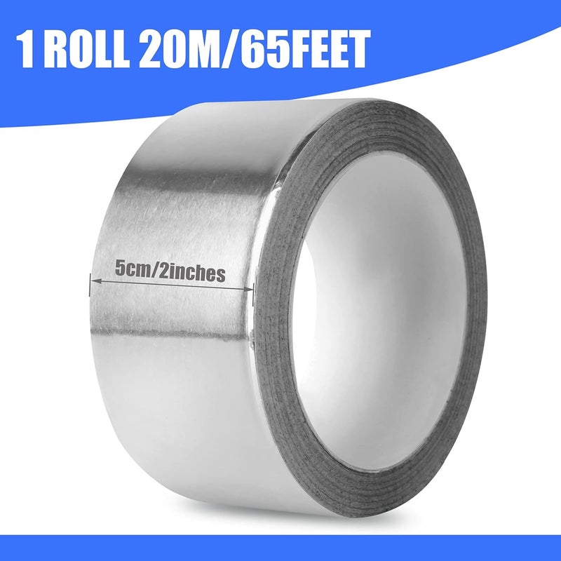 Romeda Aluminum Foil Tape, 2 inch x 65 Feet Foil Tape (3.9 mil), Silver Insulation Adhesive Metal Tape, High Temperature Heavy Duty HVAC Tapes for Ductwork, Dryer Vent, HVAC - Image 2